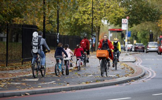 A segregated cycle lane in Rotherhithe (C4)