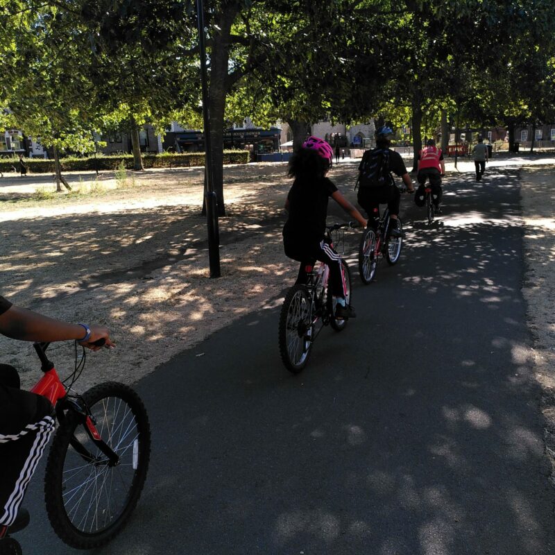 Michael and Amira doing NHS cycle training - led ride