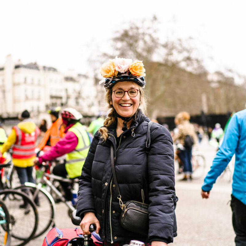 Woman with bike and flower crown