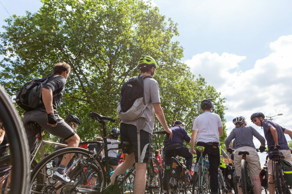 LCC protest event - lots of people on bikes