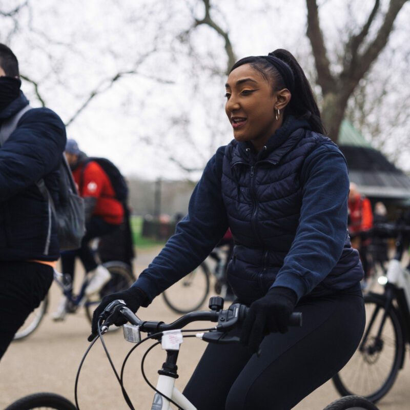 Woman with bike at LCC protest ride
