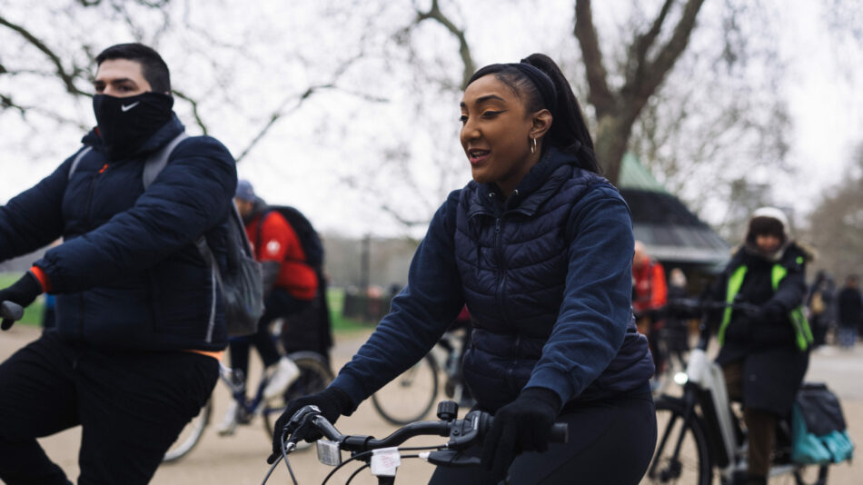 Woman with bike at LCC protest ride