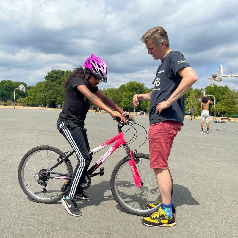 Michael and Amira doing NHS cycle training