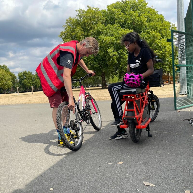 Michael and Amira doing NHS cycle training