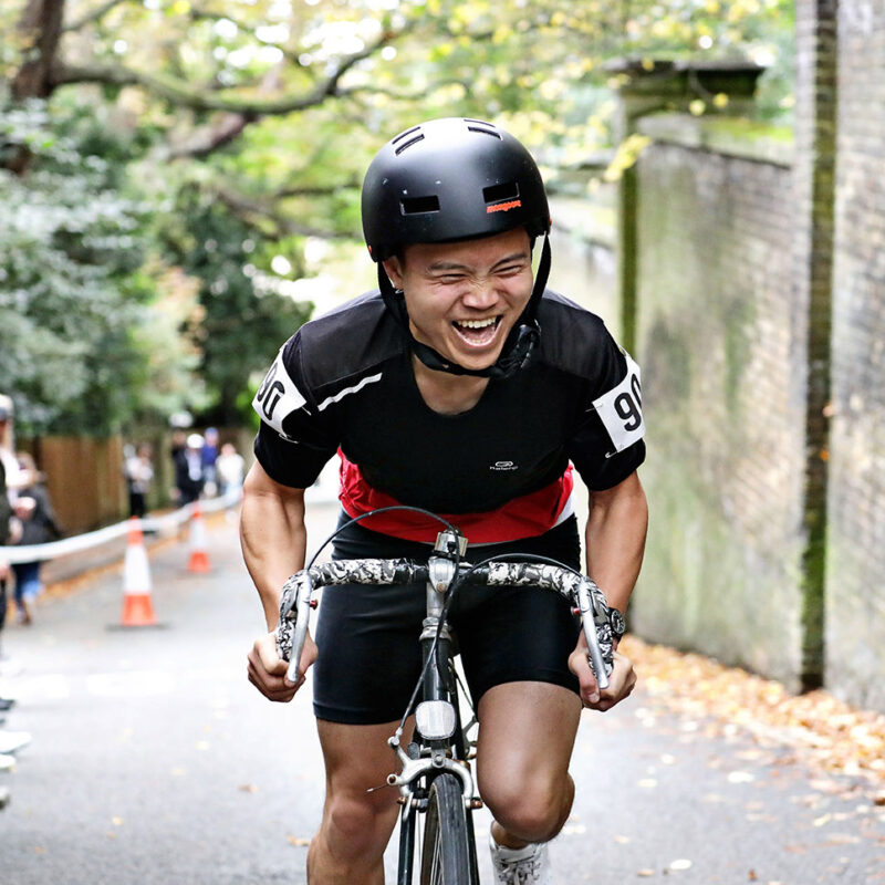 Man at Urban Hill Climb event cycling